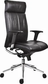 Chefsessel „Chicago 600 Adj“, schwarz, Leder, silbernes Kreuz
